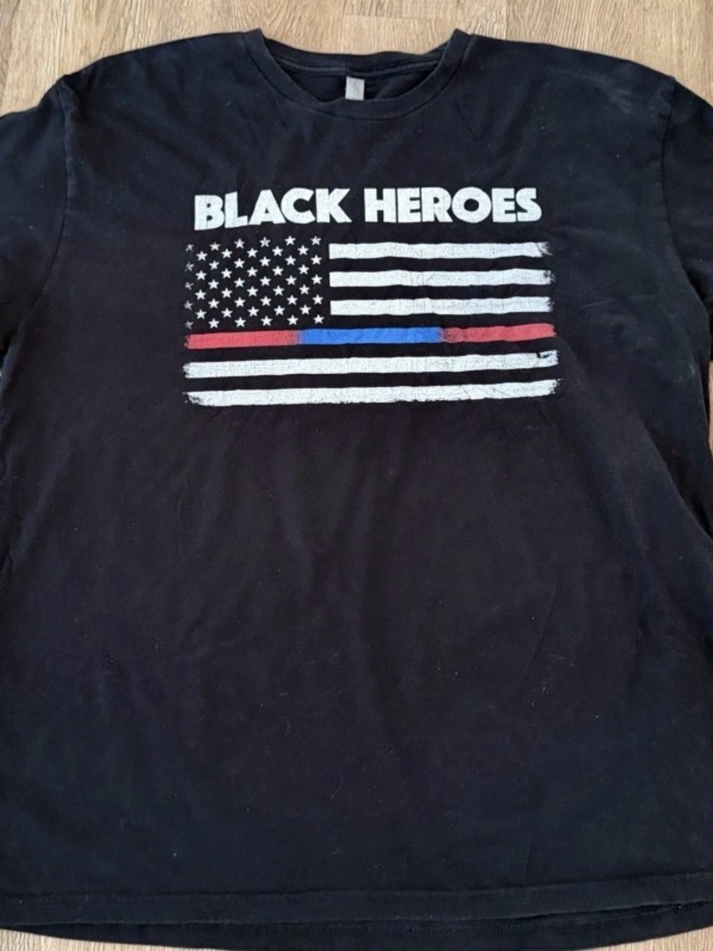 Next Level Apparel Black 'Black Heroes' Graphic Tee with Red & Blue Accents XXL